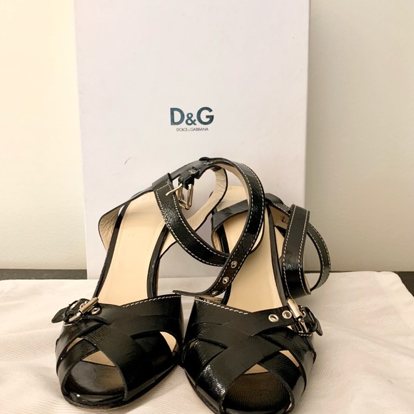 Dolce & Gabbana D&G Black Leather Heels Sandals - Picture 2 of 9